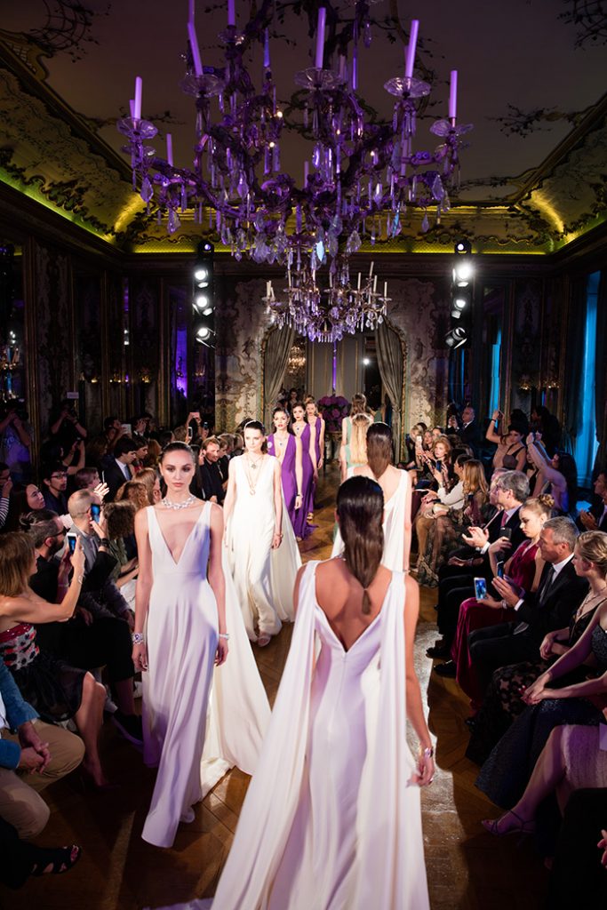 Bulgari’s fashion show in the salons of the Italian Embassy, in Paris.