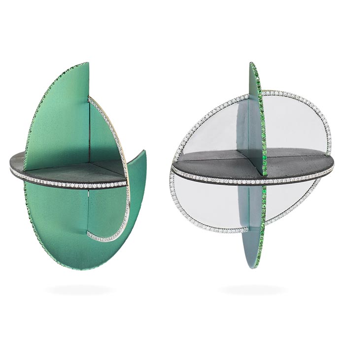 fabio-salini-mirror-earrings-carbon-fiber-titanium-tsavorites-sandrine-merle-the-french-jewelry-post