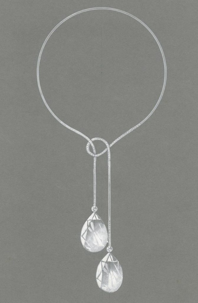 "Modern Maharadjah" at the MAD Paris - A preparatory drawing by Chaumet for the two pear-shaped diamonds of the maharajah of Indore