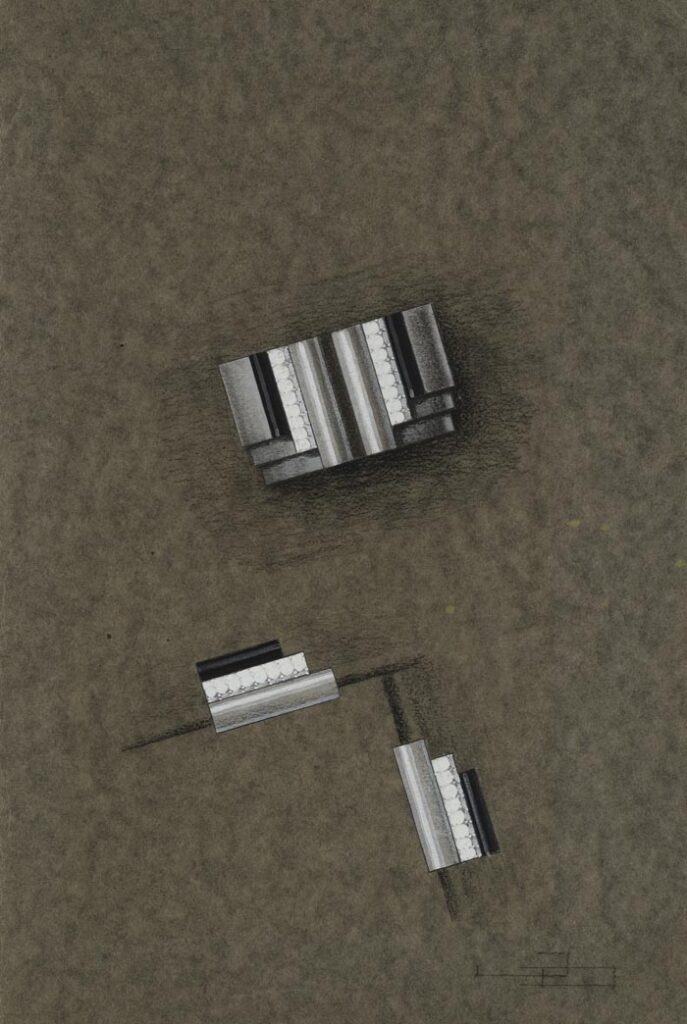 Janine Dusausoy - Paire of clips in black stones, graphite and gouache on green wove paper © MAD, Paris Photo Christophe Dellière