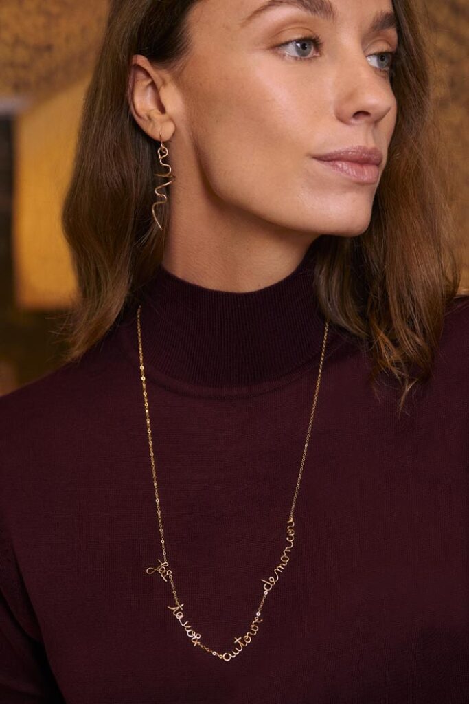 Jean Cocteau x Atelier Paulin - "Berthe" necklace and "Adam" earring in gold filled 14 carats wire - $420 and $250