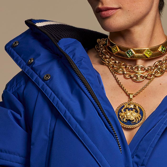 how-to-wear-vintage-jewelry-warm-jacket-fusalp-down-jacket-christies-paris-sandrine-merle-the-french-jewelrypost
