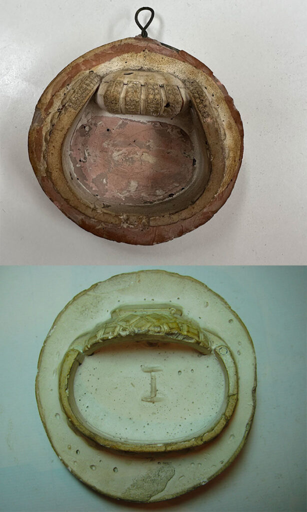 Bracelet plasters from a design by Suzanne Belperron; one at Boivin before 1932 for Princess de Faucigny Lucinge (top), the other at Hertz Belperron in 1969 for Princess Ruspoli (bottom)